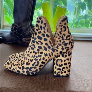 Steve Madden slip on leopard booties, size 8.